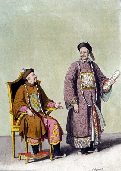 Kínai tatárcsászár mandarinjával – J. Ferrario „Le costume ancien et moderne” című művében, szerk. Milánó alkotó: Unknown artist