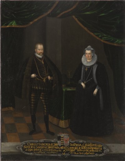 Christian I de Saxe et Sophie de Brandebourg – I. Christian (1568-1622), szász választófejedelem és Sophie Brandenburg (1568-1622), Szászország választófejedelme, névtelen portréja. Olajfestmény. Mérete: 102,5x79 cm. Nemzeti Múzeum Stockholm alkotó: Unknown artist