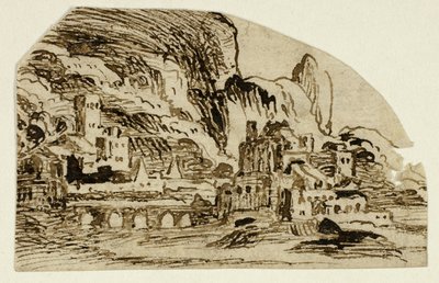 Citadella és híd a hegyekben alkotó: Unknown artist
