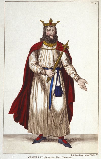 I. Clovis (466-511), a frankok királya, a Meroving-dinasztia, metszet 1830 alkotó: Unknown artist