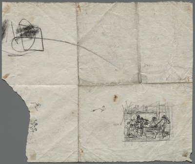 Kompozíciós vázlatok Raphael és más művészek után (verso) alkotó: Unknown artist