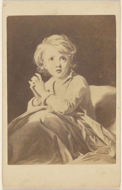 [Egy festmény másolata, amely egy ágyban imádkozó gyermeket ábrázol] alkotó: Unknown artist
