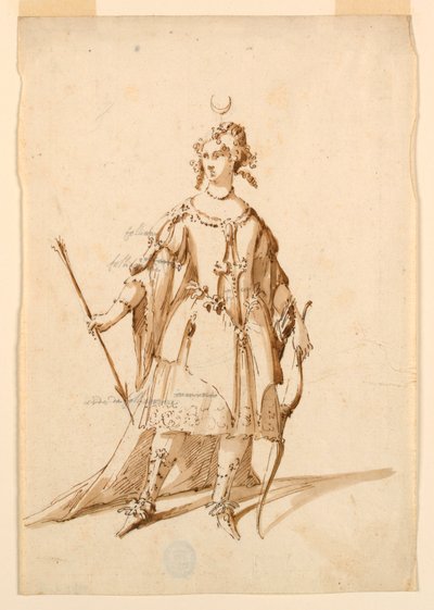 Jelmeztervezés: Diana egy baletthez alkotó: Unknown artist