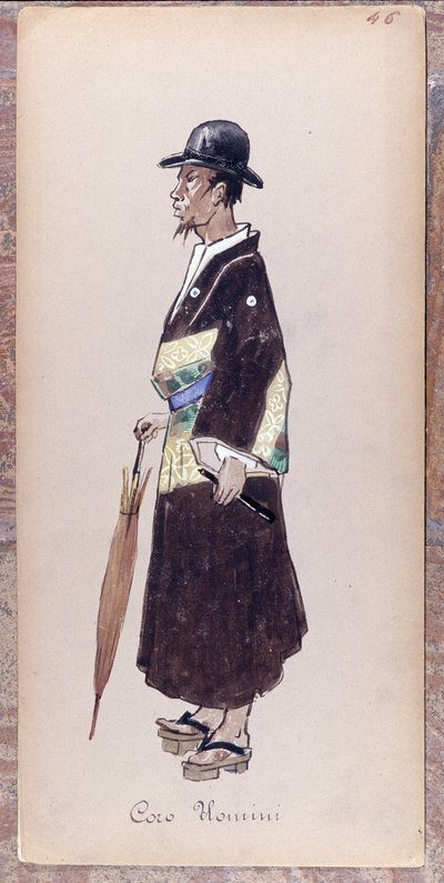 Giacomo Puccini 1904-es Pillangókisasszony című operája kórusának egyik szereplőjének jelmeze.A milánói Museo della Scala gyűjteménye. alkotó: Unknown artist