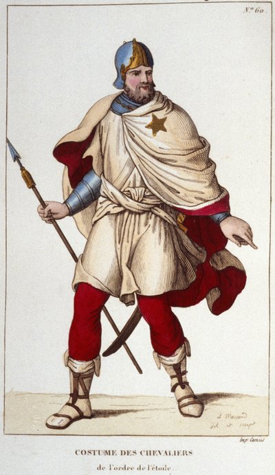 II. Jó János által alapított Csillag Lovag lovagjának jelmeze 1351-ben. 1830-as metszet alkotó: Unknown artist