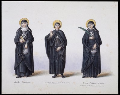 Jelmezek: 1. Santa Ubaldesca, 2. St Ugo di Genova, 3. Santa Toscana di Vita. SD. 19. század. alkotó: Unknown artist