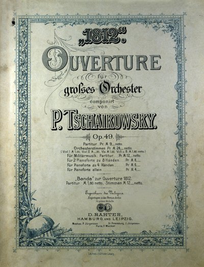 Pjotr vagy Péter Iljics Csajkovszkij (vagy Csajkovszkij vagy Cajkovszkij vagy Csajkovszkij) 49. opuszának borítója „Az 1812” alkotó: Unknown artist