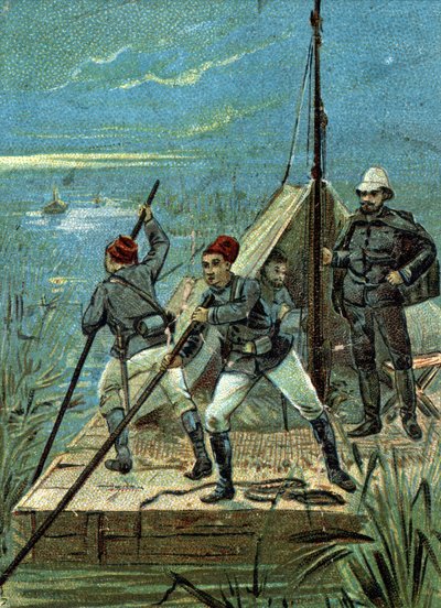 A Marchand misszió 1899-ben átkelt Bahr el Ghazal mocsarain Afrikában. Liebig kromolitográfiája a XIX. alkotó: Unknown artist