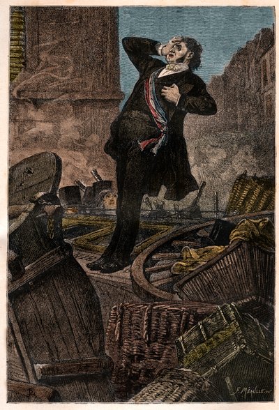 Alphonse Baudin (1811-1851) halála a Faubourg Saint Antoine barikádján 1851. 12. 3-án III. Lajos Napóleon államcsínyt (Louis-Napoleon Bonaparte) alatt. Egy bűn története) - Victor Hugo - Premie alkotó: Unknown artist