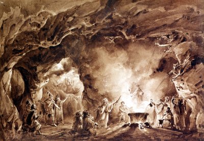 Giuseppe Verdi (1813 - 1901) által komponált „” Macbeth”” opera dekorációja. Aquatinte az 1847-es első kiadás borítójára szolgált. alkotó: Unknown artist
