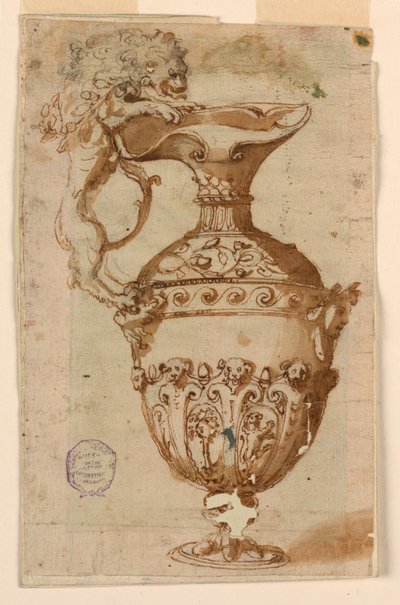 Oroszlán formájú nyéllel ellátott ewer kialakítása alkotó: Unknown artist