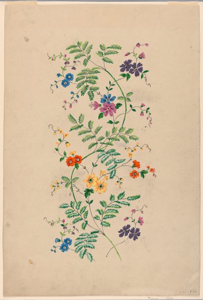 Tervezés függőleges Rinceau-hoz szőtt szövethez alkotó: Unknown artist