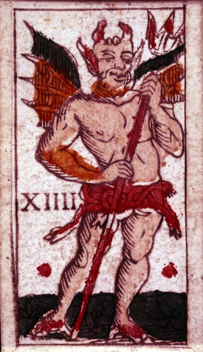 Ördög egy játékkártyán ábrázolva. 18. század. alkotó: Unknown artist