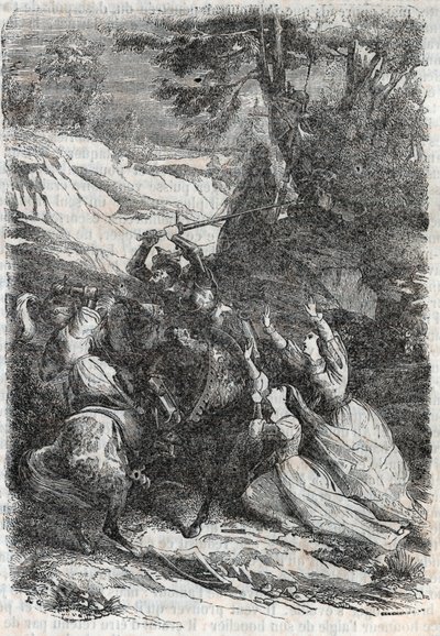 Doralice és Isabelle el akarja választani Mandricardot és Zerbint – 1851-es metszet a „Roland furieux”-tól” alkotó: Unknown artist