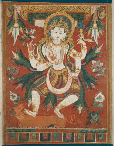 Kétoldalas festett banner (Paubha) Shiva istennel alkotó: Unknown artist