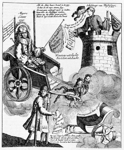 holland szatirikus nyomat John Law (1671-1729) ellen a Mississippi-ügyről alkotó: Unknown artist