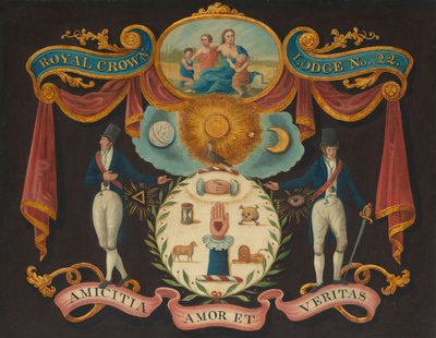 A 22. számú Királyi Korona Páholy emblémái, 1810-15 körül (olaj, tábla) alkotó: Unknown artist