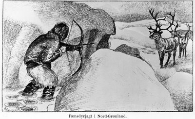 Eszkimó vadászvad íjjal - Ervin Astrup, North Blandt Polens Naboer Kistriana alkotó: Unknown artist