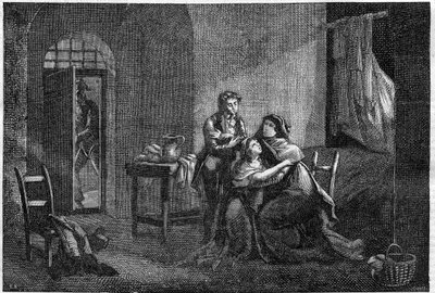 Eugene és Hortense Beauharnais vigasztalja édesanyjukat, Josephine de Beauharnais-t a börtönében (Prison des Carmes) alkotó: Unknown artist