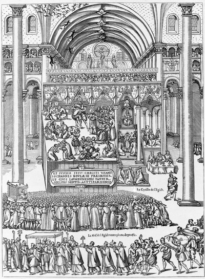 Egy nő ördögűzése a Laoni Miasszonyunk templomban február 8-án alkotó: Unknown artist