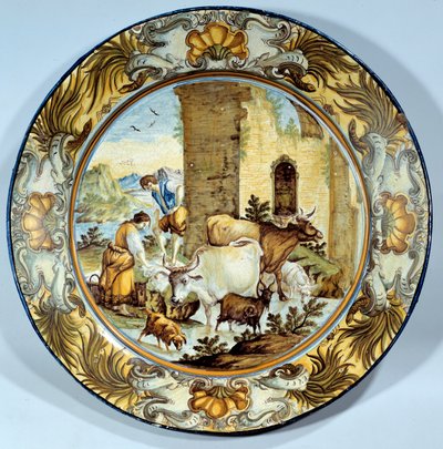 Pásztori jelenetet ábrázoló fajansztál. 18. századi Párizs. Musee du Louvre alkotó: Unknown artist