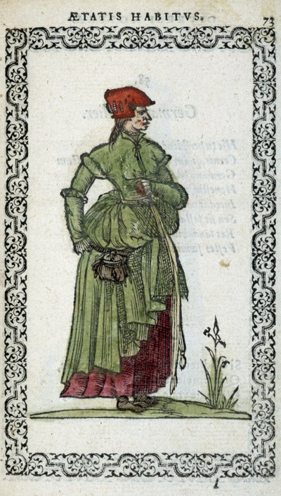 Femme flamand – Jean Sulperius „Habits et effigies” című könyvében alkotó: Unknown artist