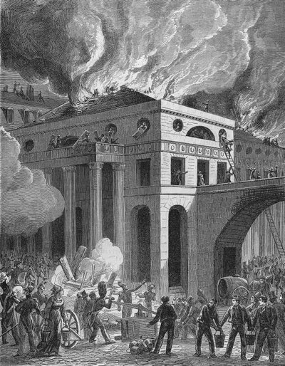 A párizsi Odeon színház tüze 1820-ban/ alkotó: Unknown artist