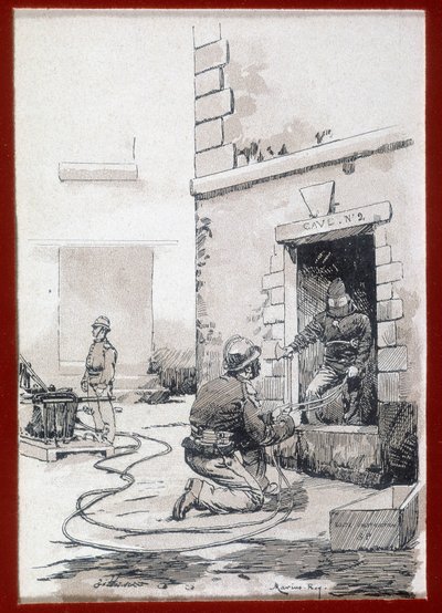 Tűzoltók: pincék tűzoltó készülékei. sd gravírozás. 19. század alkotó: Unknown artist