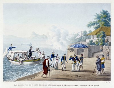 A franciák első kéregtelenítése a portugál Dille településen, Timor szigetén. alkotó: Unknown artist