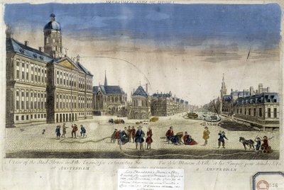 Az első tűzoltó szivattyúk az amszterdami városháza előtt – optikai nézet alkotó: Unknown artist