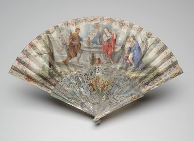 Összecsukható ventilátor Rebekával és Eliezerrel a kútnál, 1740-es évek alkotó: Unknown artist