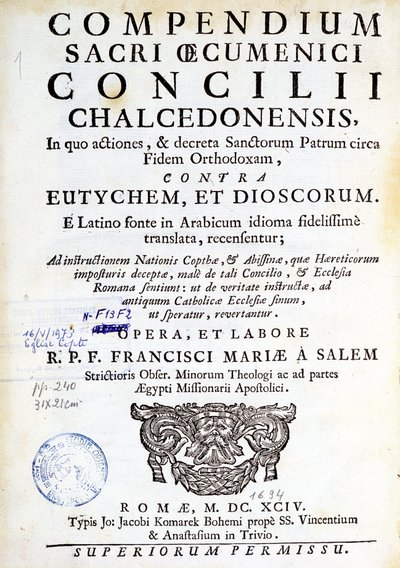 A "Kalkedoni Ökumenikus Tanács összefoglalója" előtt" alkotó: Unknown artist
