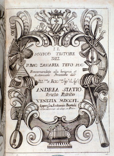 Az Il musico testore frontispice, Zaccaria Tevo alkotó: Unknown artist