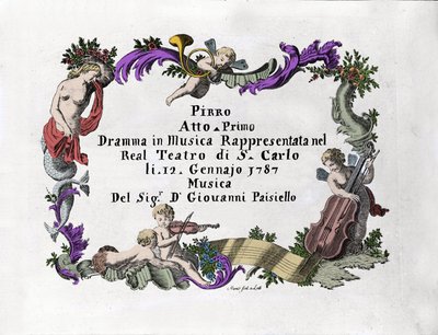 Giovanni Paisiello (vagy Paeseello vagy Paesieillo) (1740-1816) olasz zeneszerző "" Pirro "" frontispice. 1787 alkotó: Unknown artist