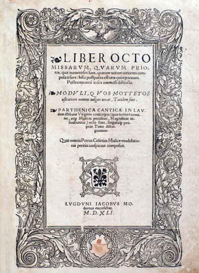 A Liber octo Missarum homlokzata (1541) alkotó: Unknown artist