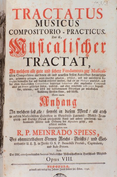 A Tractatus musicus előképe, Meinrad Spiess alkotó: Unknown artist
