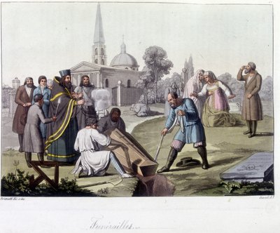 Temetés az oroszországi ortodox rítus szerint - „A régi és modern jelmezben” alkotó: Unknown artist