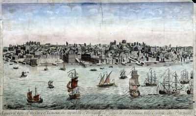 Lisszabon, Portugália fővárosának általános képe - metszet alkotó: Unknown artist