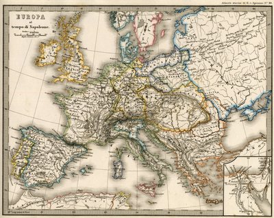 Európa földrajzi térképe I. Napóleon idejében. K. von Sruner „Atlante Storico Geografico” c. alkotó: Unknown artist