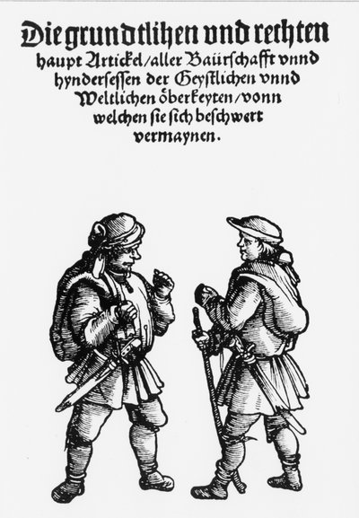A német parasztok felfegyverkeztek a 16. századi lázadás idején. alkotó: Unknown artist