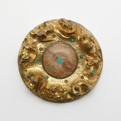 Aranyozott bronz tábla állatokkal egy tájban alkotó: Unknown artist