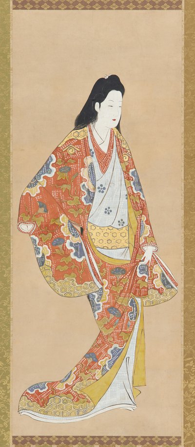Lány narancssárga lila ruhában alkotó: Unknown artist