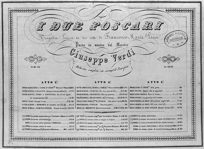 Giuseppe Verdi: kotta zongorára az „I Due Foscari” című operához. alkotó: Unknown artist