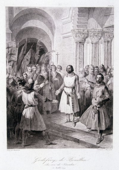 Bouilloni Godefroit július 23-án választották meg Jeruzsálem királyává alkotó: Unknown artist