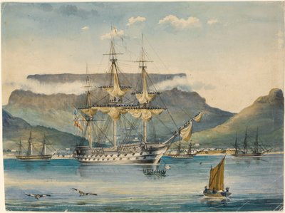 HMS "Jupiter" (1813) a Table Baynél, mint csapatszállító hajó alkotó: Unknown artist