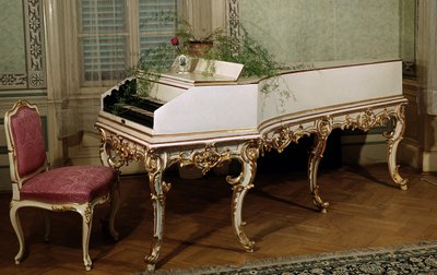 Wolfgang Amadeus Mozart (1756-1791) osztrák zeneszerző csembalója (Mozart osztrák zeneszerző csembalója) 18. századi Prága, Mozart-múzeum alkotó: Unknown artist