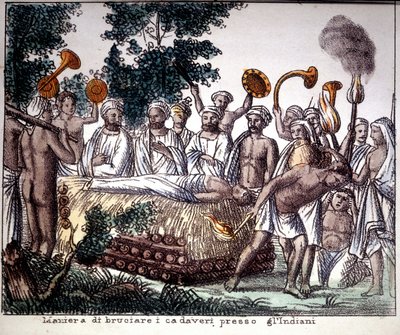 Hinduizmus: hamvasztásos jelenet. Private Coll. alkotó: Unknown artist