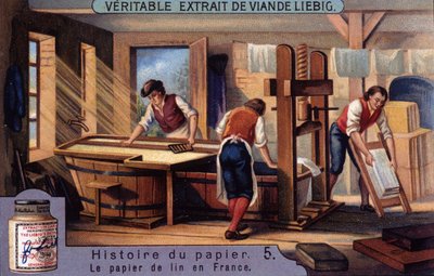 A papír története. 5. Vászonpapír Franciaországban. Liebig kromolitográfia alkotó: Unknown artist