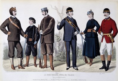 Vadászruhák, „” Le Journal des tailors”” alkotó: Unknown artist