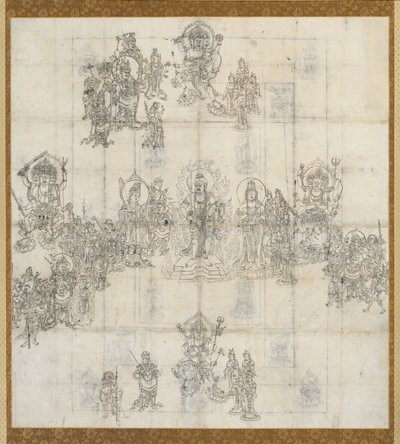 Ikonográfiai vázlat (Zuzō) a Jótékony Királyok Szútra Mandala számára alkotó: Unknown artist